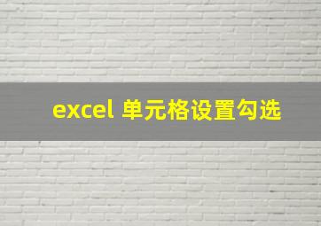 excel 单元格设置勾选